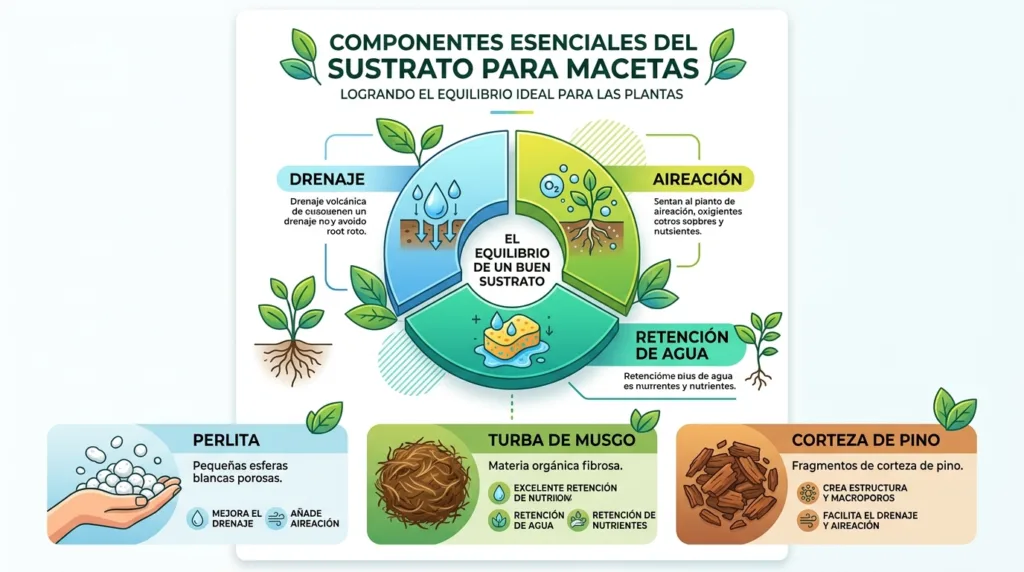 Cómo elegir sustrato para macetas según drenaje, aireación y retención de agua